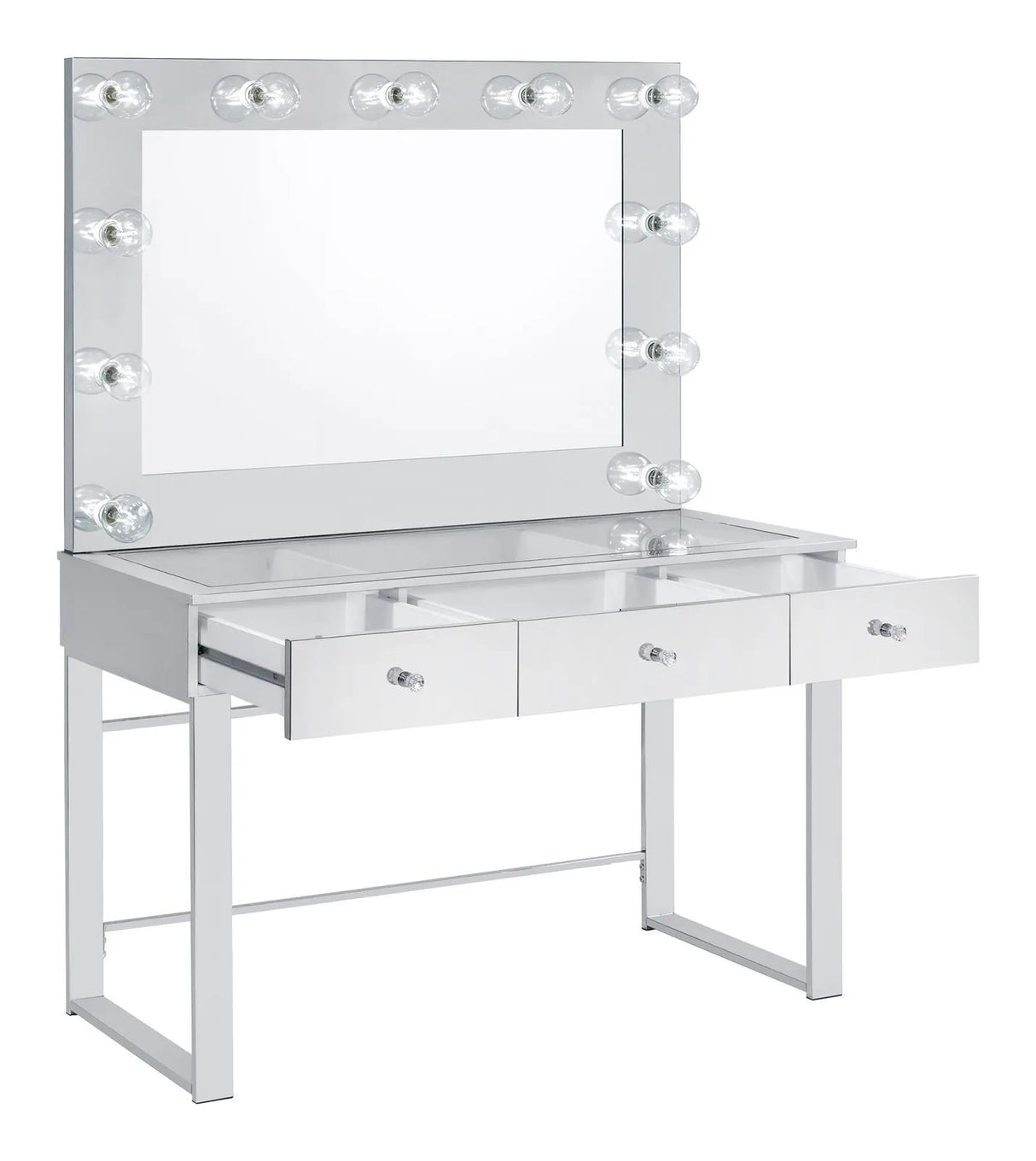 Umbridge Chrome and White 3-Drawer Vanity with Lighting by Coaster at Eve Furniture