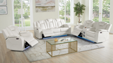 Juego de sala reclinable eléctrico de 3 piezas de cuero sintético blanco Eclipse [Precio especial]