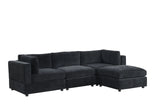 Milan Black 4-Piece Performance Fabric Modular Sectional