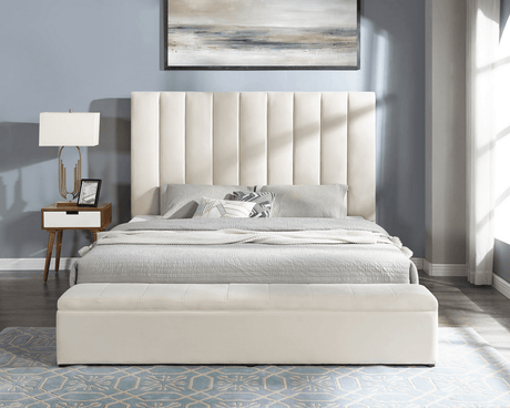 Valencia Beige Queen Platform Bed by Happy Homes at Eve Furniture