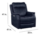 Valencia Ocean Blue Dual Power Leatherette Recliner by Steve Silver at Eve Furniture
