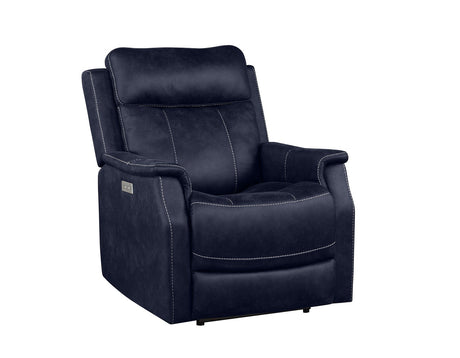 Valencia Ocean Blue Dual Power Leatherette Recliner by Steve Silver at Eve Furniture