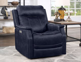 Valencia Ocean Blue Dual Power Leatherette Recliner by Steve Silver at Eve Furniture