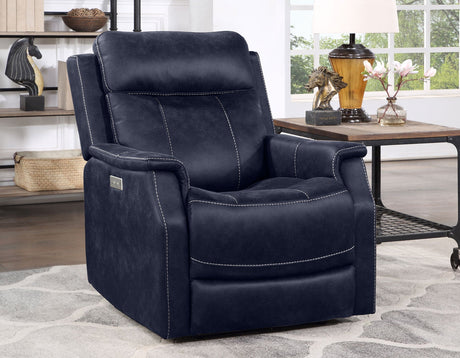 Valencia Ocean Blue Dual Power Leatherette Recliner by Steve Silver at Eve Furniture