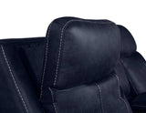 Valencia Ocean Blue Dual-Power Leatherette Reclining Console Loveseat by Steve Silver at Eve Furniture