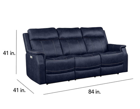 Valencia Ocean Blue Dual Power Reclining Sofa by Steve Silver at Eve Furniture