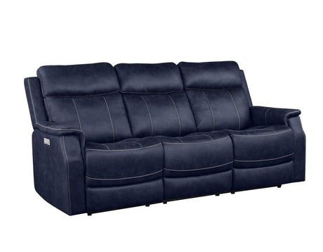 Valencia Ocean Blue Dual Power Reclining Sofa by Steve Silver at Eve Furniture