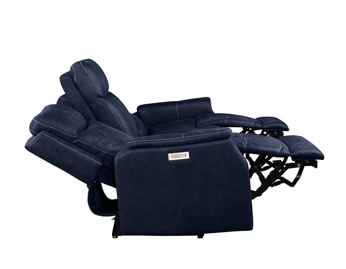 Valencia Ocean Blue Dual Power Reclining Sofa by Steve Silver at Eve Furniture
