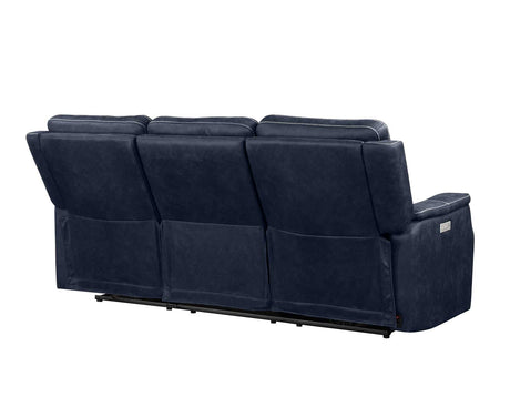 Valencia Ocean Blue Dual Power Reclining Sofa by Steve Silver at Eve Furniture