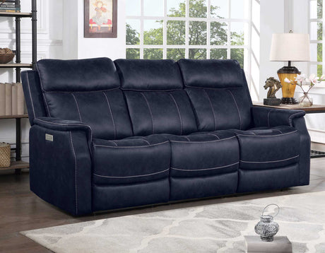 Valencia Ocean Blue Dual Power Reclining Sofa by Steve Silver at Eve Furniture