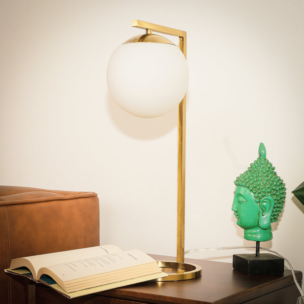 Velvet Globe Table Lamp White Opal Glass with Dimmer Switch Inline by Ashcroft Imports at Eve Furniture