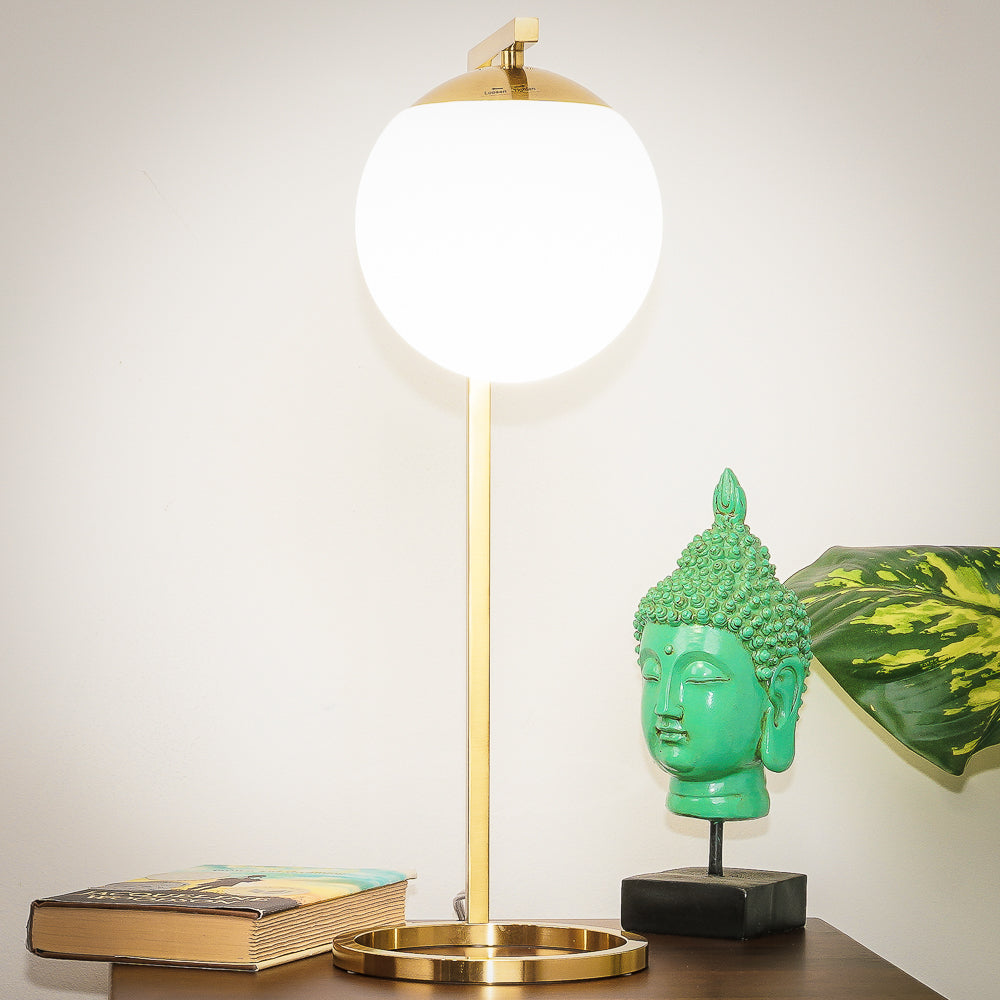 Velvet Globe Table Lamp White Opal Glass with Dimmer Switch Inline by Ashcroft Imports at Eve Furniture