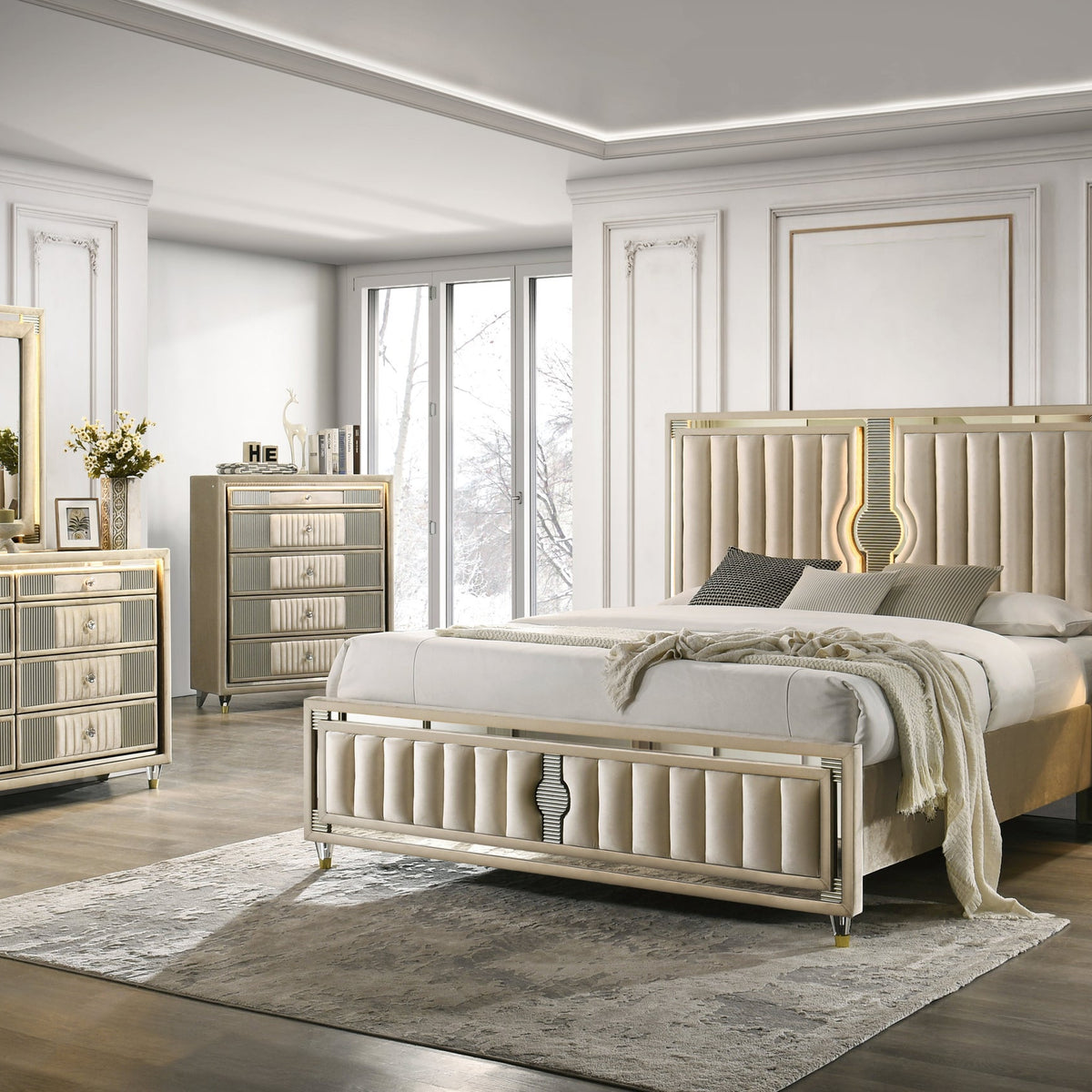 Venetian Beige Bedroom Set - Eve Furniture