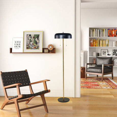 Vesper Floor lamp with Black outer and White inner by Ashcroft Imports at Eve Furniture