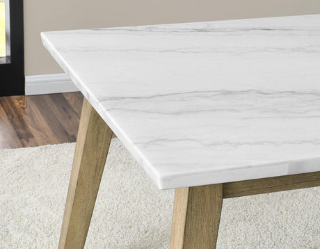Vida 72″ White Marble Top Dining Table by Steve Silver at Eve Furniture