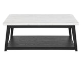 Vida White Marble Cocktail Table with Casters, Black Finish by Steve Silver at Eve Furniture