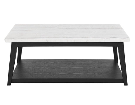 Vida White Marble Cocktail Table with Casters, Black Finish by Steve Silver at Eve Furniture