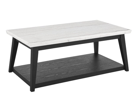 Vida White Marble Cocktail Table with Casters, Black Finish by Steve Silver at Eve Furniture