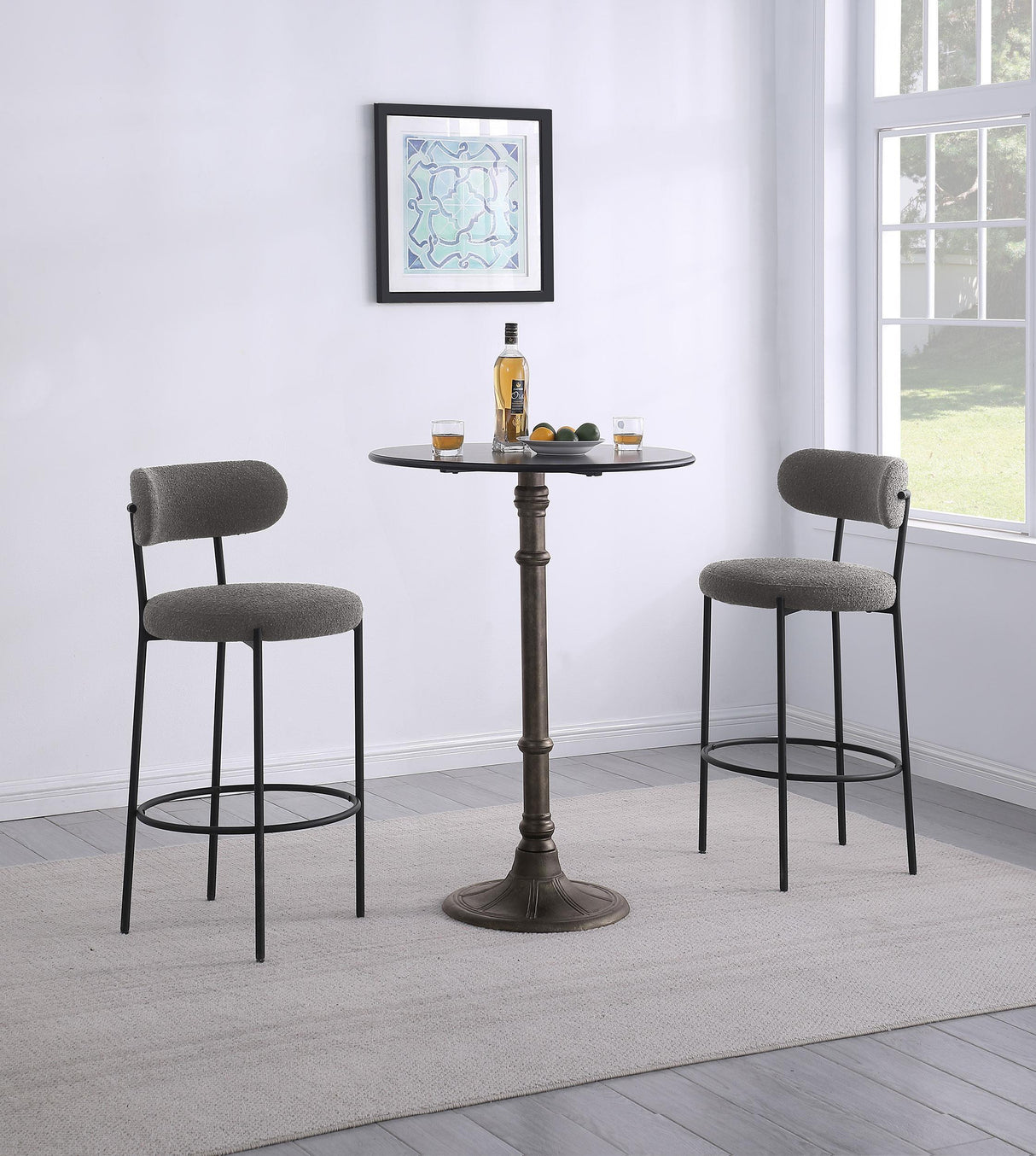 Viola Black Boucle Upholstered Bar Stool, Set of 2 by Coaster at Eve Furniture