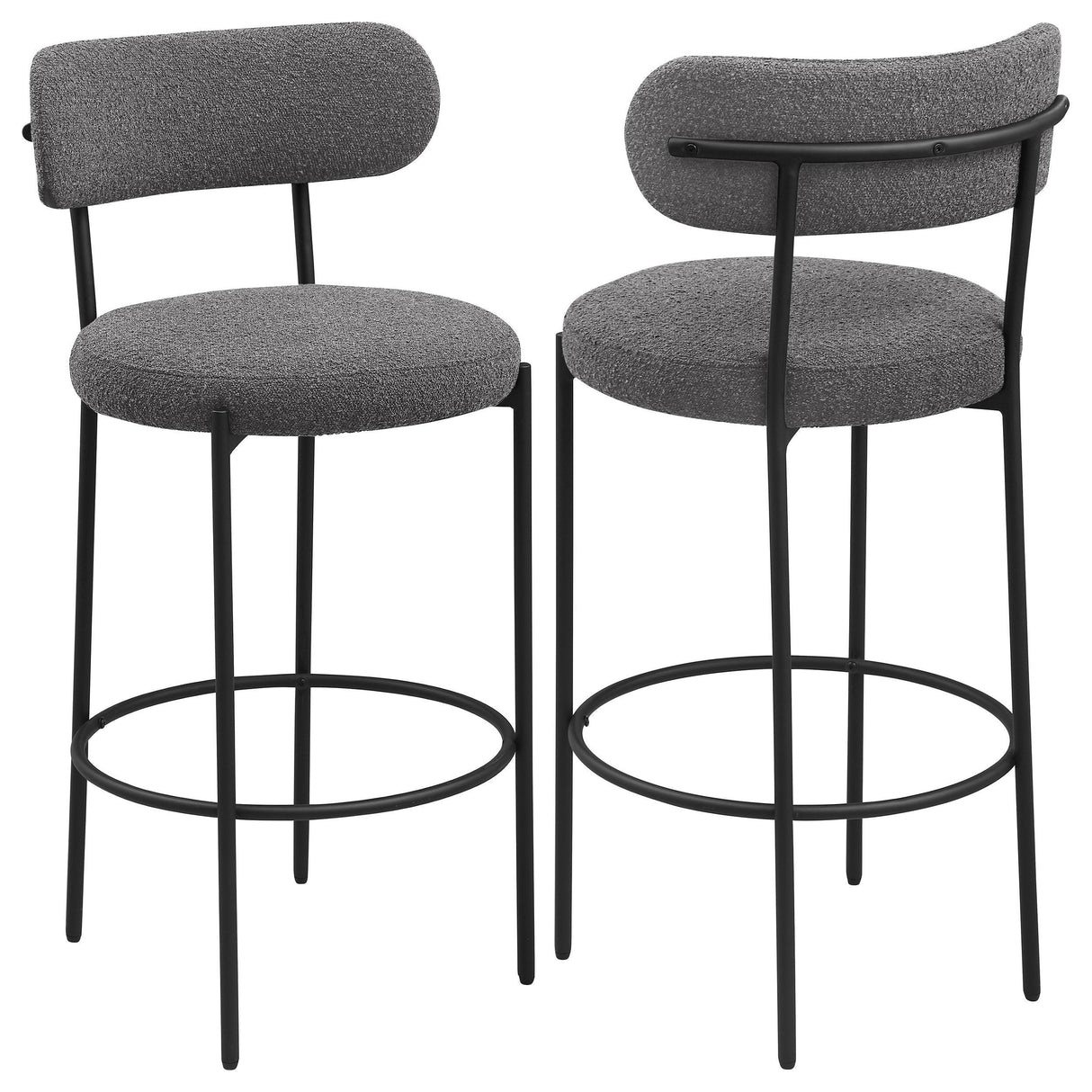 Viola Black Boucle Upholstered Bar Stool, Set of 2 by Coaster at Eve Furniture