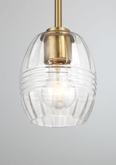 Vista Single Pendant Chain Hanging Light with Clear Glass - Satin Brass by Ashcroft Imports at Eve Furniture
