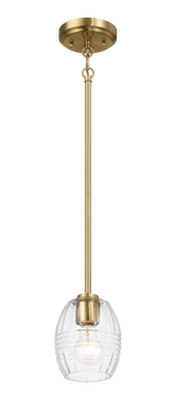 Vista Single Pendant Chain Hanging Light with Clear Glass - Satin Brass by Ashcroft Imports at Eve Furniture