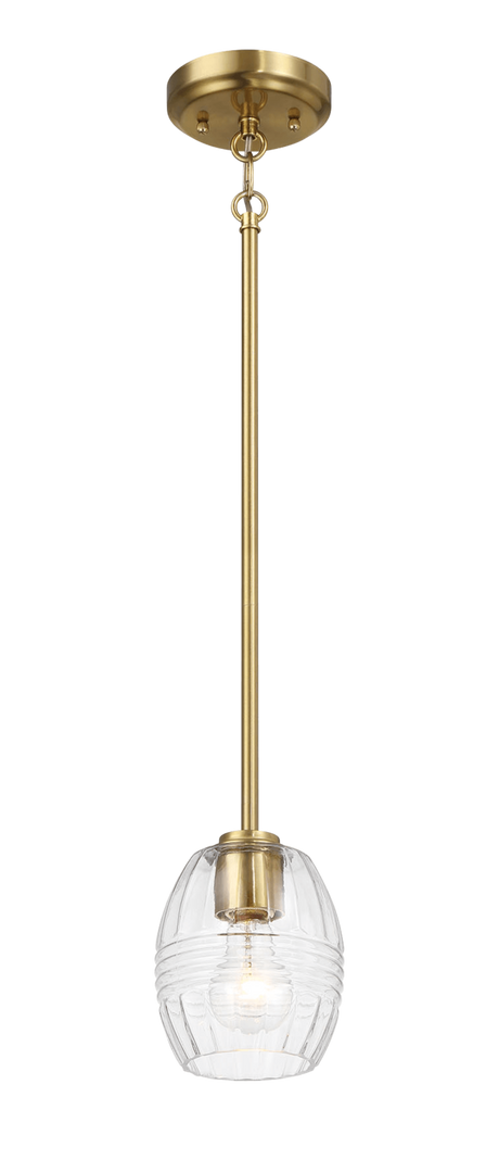Vista Single Pendant Chain Hanging Light with Clear Glass - Satin Brass by Ashcroft Imports at Eve Furniture