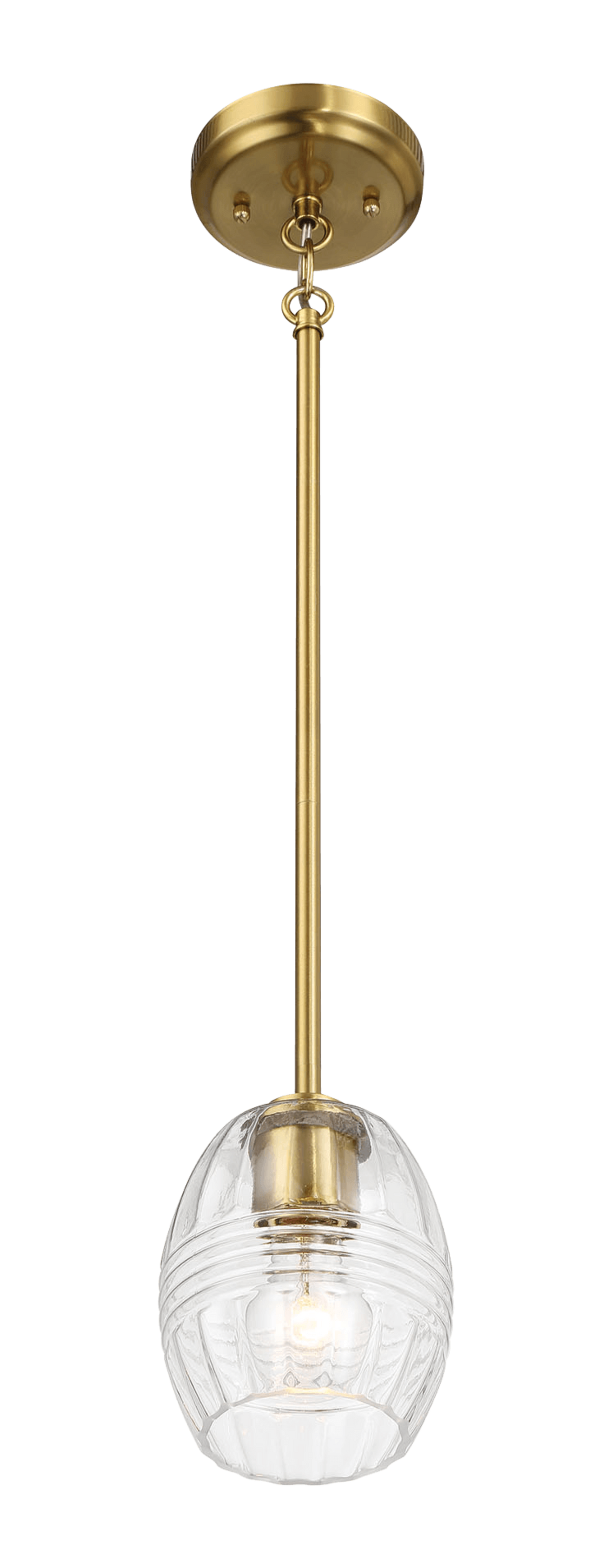 Vista Single Pendant Chain Hanging Light with Clear Glass - Satin Brass by Ashcroft Imports at Eve Furniture