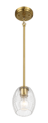 Vista Single Pendant Chain Hanging Light with Clear Glass - Satin Brass by Ashcroft Imports at Eve Furniture