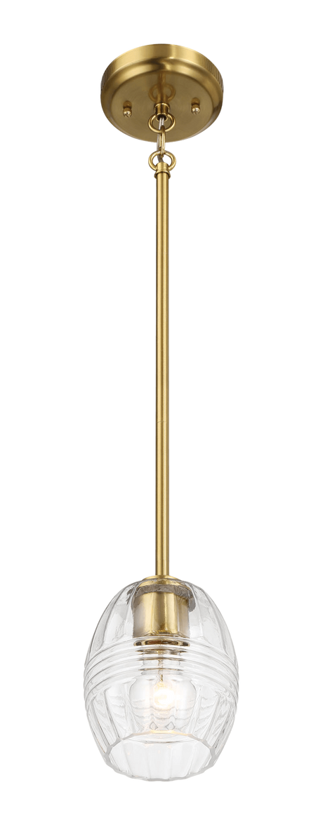 Vista Single Pendant Chain Hanging Light with Clear Glass - Satin Brass by Ashcroft Imports at Eve Furniture
