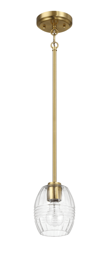 Vista Single Pendant Chain Hanging Light with Clear Glass - Satin Brass by Ashcroft Imports at Eve Furniture