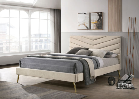 Vivar Beige Full Upholstered Bed by Furniture of America at Eve Furniture