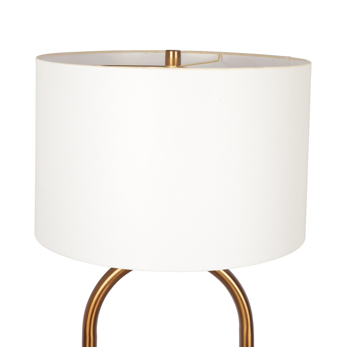 Vivid Brass Ring Base Floor Lamp with Large White Drum Shade by Ashcroft Imports at Eve Furniture