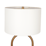 Vivid Brass Ring Base Floor Lamp with Large White Drum Shade by Ashcroft Imports at Eve Furniture