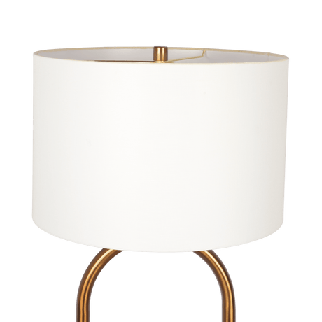 Vivid Brass Ring Base Floor Lamp with Large White Drum Shade by Ashcroft Imports at Eve Furniture