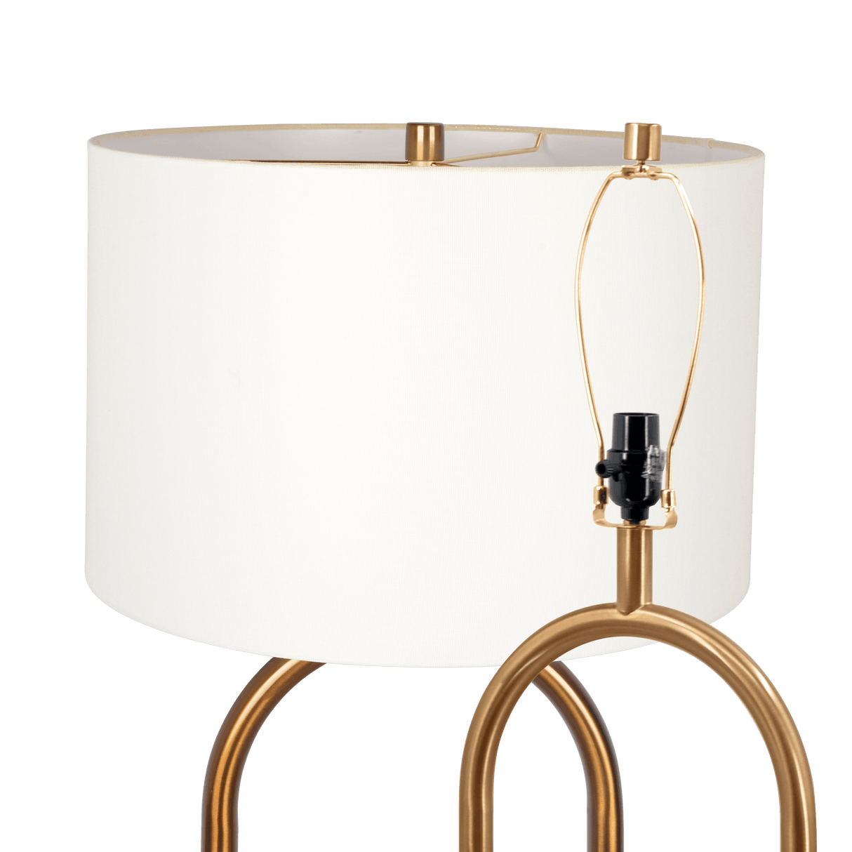 Vivid Brass Ring Base Floor Lamp with Large White Drum Shade by Ashcroft Imports at Eve Furniture