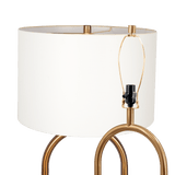 Vivid Brass Ring Base Floor Lamp with Large White Drum Shade by Ashcroft Imports at Eve Furniture