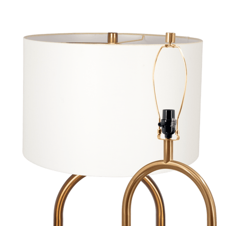 Vivid Brass Ring Base Floor Lamp with Large White Drum Shade by Ashcroft Imports at Eve Furniture