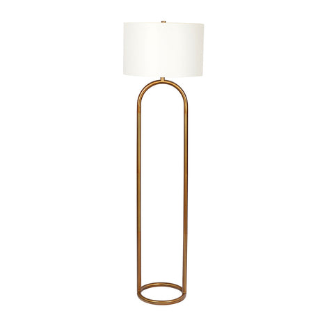 Vivid Brass Ring Base Floor Lamp with Large White Drum Shade by Ashcroft Imports at Eve Furniture