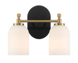 Vortex Two Lights Vanity in Traditional Style for Over Bathroom Mirror Wall Sconce 12.25"W × 10.125"H × 5.5"E With White Frosted Glass by Ashcroft Imports at Eve Furniture
