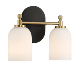 Vortex Two Lights Vanity in Traditional Style for Over Bathroom Mirror Wall Sconce 12.25"W × 10.125"H × 5.5"E With White Frosted Glass by Ashcroft Imports at Eve Furniture
