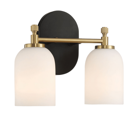 Vortex Two Lights Vanity in Traditional Style for Over Bathroom Mirror Wall Sconce 12.25"W × 10.125"H × 5.5"E With White Frosted Glass by Ashcroft Imports at Eve Furniture