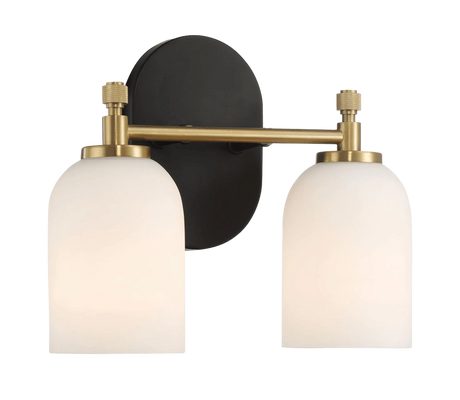 Vortex Two Lights Vanity in Traditional Style for Over Bathroom Mirror Wall Sconce 12.25"W × 10.125"H × 5.5"E With White Frosted Glass by Ashcroft Furniture at Eve Furniture