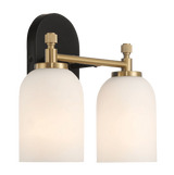 Vortex Two Lights Vanity in Traditional Style for Over Bathroom Mirror Wall Sconce 12.25"W × 10.125"H × 5.5"E With White Frosted Glass by Ashcroft Imports at Eve Furniture