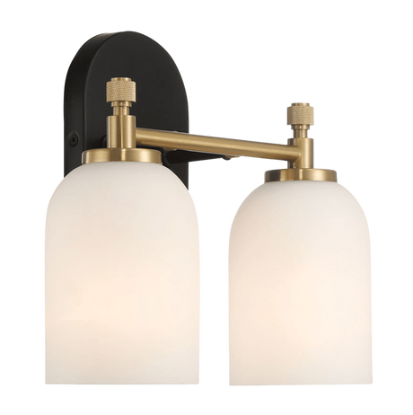 Vortex Two Lights Vanity in Traditional Style for Over Bathroom Mirror Wall Sconce 12.25"W × 10.125"H × 5.5"E With White Frosted Glass by Ashcroft Imports at Eve Furniture