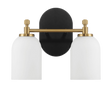 Vortex Two Lights Vanity in Traditional Style for Over Bathroom Mirror Wall Sconce 12.25"W × 10.125"H × 5.5"E With White Frosted Glass by Ashcroft Imports at Eve Furniture