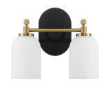Vortex Two Lights Vanity in Traditional Style for Over Bathroom Mirror Wall Sconce 12.25"W × 10.125"H × 5.5"E With White Frosted Glass by Ashcroft Imports at Eve Furniture
