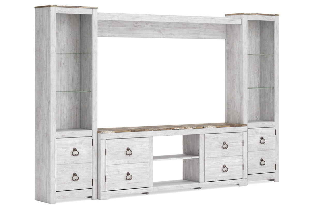 Willowton Whitewash 4-Piece Entertainment Center