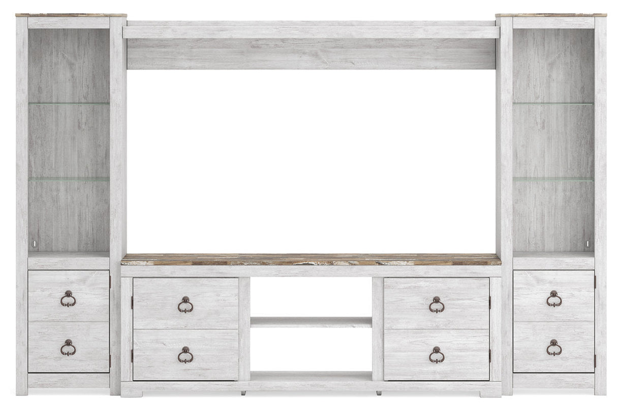 Willowton Whitewash 4-Piece Entertainment Center