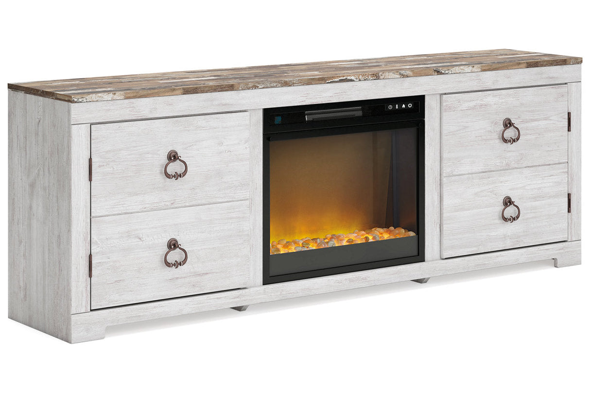 Willowton Whitewash TV Stand with Electric Fireplace